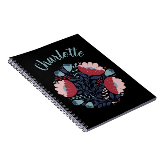 フォークアート花模様イン開花 ノートブック (右側)