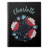 フォークアート花模様イン開花 ノートブック (正面)