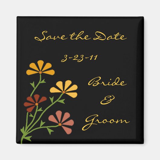 フォークアート花Save the Date Magnet マグネット (正面)