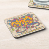 フォークアート葉ハート（花） コースター (左側)