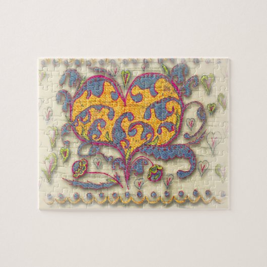 フォークアート葉ハート（花） ジグソーパズル (横)