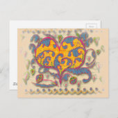 フォークアート葉ハート（花） ポストカード (正面/裏面)