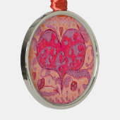 フォークアート葉ハート(花) メタルオーナメント (右)