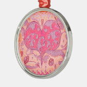 フォークアート葉ハート(花) メタルオーナメント (左)