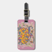 フォークアート葉ハート（花） ラゲッジタグ (正面縦)