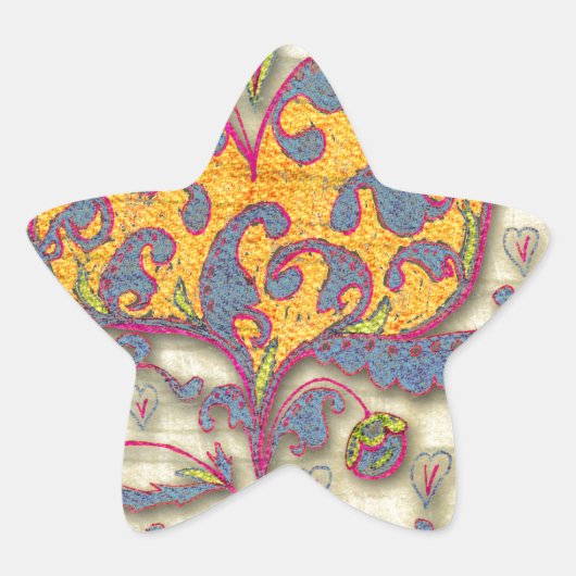 フォークアート葉ハート（花） 星シール (正面)