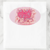 フォークアート葉ハート（花） 楕円形シール (バッグ)