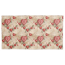 フォークアート赤いハート 枕カバー