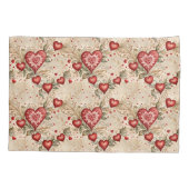 フォークアート赤いハート 枕カバー (裏面)