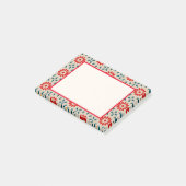 フォークアート赤い花と緑の葉花 ポストイット (アングル)