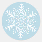 フォークアート雪の結晶ライトブルーのクリスマス休暇 ラウンドシール (正面)