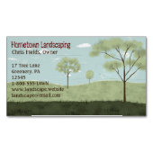 フォークアート風景 |国のフィールドと木 マグネット名刺 (正面)