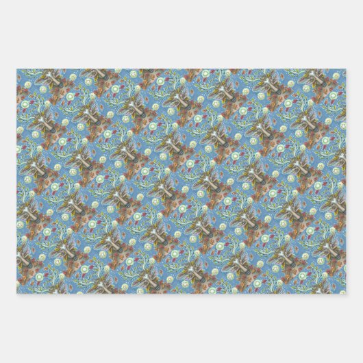 フォークアート鹿秋の森、鳥の巣の盛り合わせ ラッピングペーパーシート (正面)