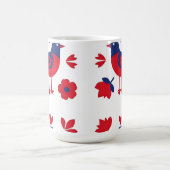 フォークアート 赤と青の鳥の花柄 コーヒーマグカップ (中央)