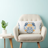 フォークアート – 鳥、バラ、花を持つオーナメント ランバークッション (椅子)