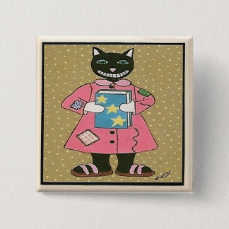 フォークアートCAT 缶バッジ