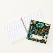 フォークアーモダント – ティール（緑がかった色）銅山花 ノートブック (内部)