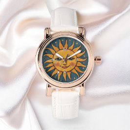 フォークアー絵を描トサン顔オンウッドプランクス女性 腕時計