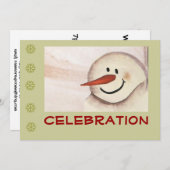 フォークア初期のート雪だるまホリデーパーティー 招待状 (正面/裏面)