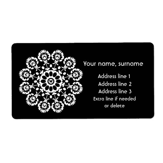 フォークイン黒 – モノクロLowicz出荷ラベル ラベル (正面)