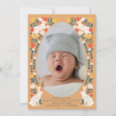 フォークイースターエッグベビー写真誕生の発表カード 招待状 (正面)