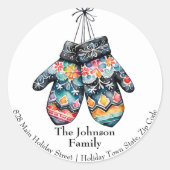 フォークウィンターミッテンクリスマス差出人住所 ラウンドシール (正面)