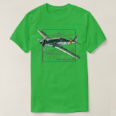 フォークウォルフFw 190第2次世界大戦戦闘機飛行機 Tシャツ (デザイン正面)