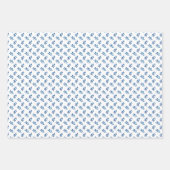 フォークエレガントボタニカルブルーウォーターカラーホリデー ラッピングペーパーシート (正面)