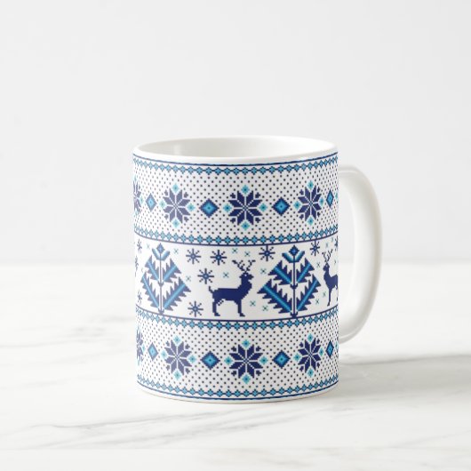 フォークオーナメントパターンコーヒーマグ コーヒーマグカップ (正面右)