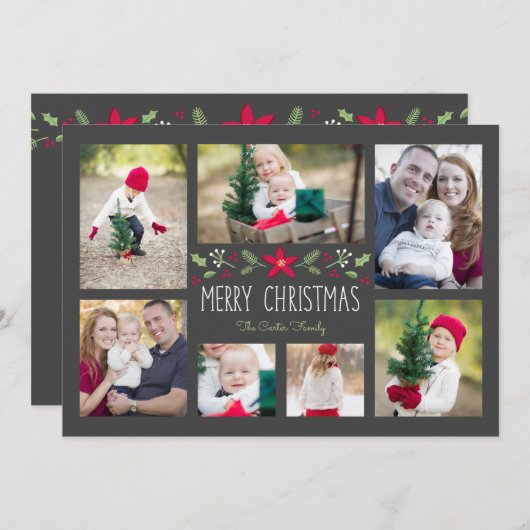 フォークカジュアルフローラホリデーカード シーズンカード (正面/裏面)