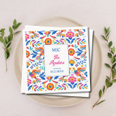 フォークカスタムアートフローラフィエスタモノグラム結婚ズ スタンダードカクテルナプキン