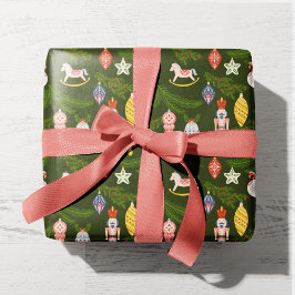 フォークカラフルアートクリスマスツリーオーナメントキッズ ラッピングペーパー