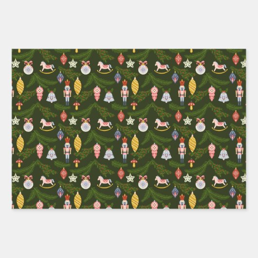 フォークカラフルアートクリスマスホリデイ ラッピングペーパーシート (正面)