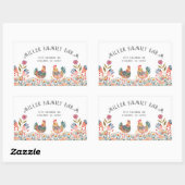 フォークカラフルファミリーファームチキンエッグカートン 長方形シール (シート)