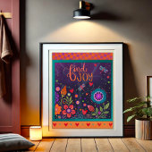 フォークカラフルフローラジョイ引用文ドラゴンフライおもしろい ポスター