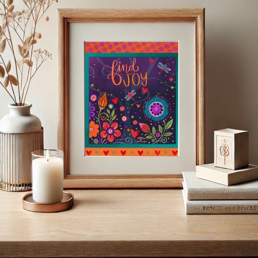 フォークカラフルフローラジョイ引用文ドラゴンフライおもしろい ポスター