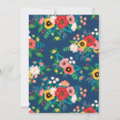 フォークカラフルブケッツボホブルーブライダルシャワー 招待状 (裏面)