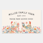 フォークカラフル鶏卵カートン 長方形シール (正面)