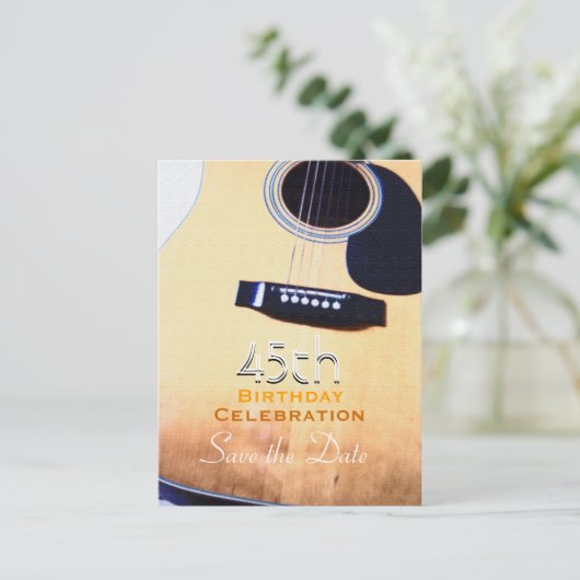 フォークギター45誕生日日付はがきを保存 案内ポストカード (スタンド正面)