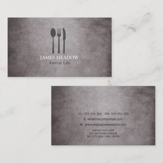 フォークグランジナイフスプーンレストランカフェケータリングB 名刺 (正面/裏面)
