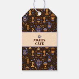 フォークコーヒーバッジ - ココア、カaramel、スレート ギフトタグ