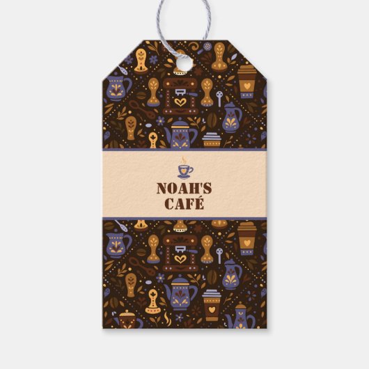 フォークコーヒーバッジ - ココア、カaramel、スレート ギフトタグ (正面)