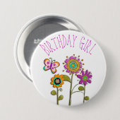 フォークシーお洒落フローラ誕生日ガールボタン 缶バッジ (正面&裏面)