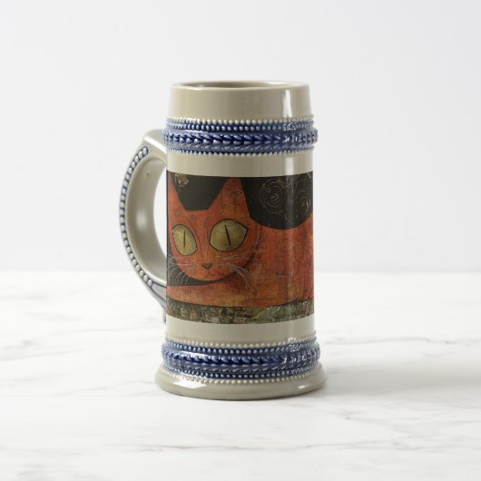 フォークシーなオレンジの猫 ビールジョッキ (正面左)
