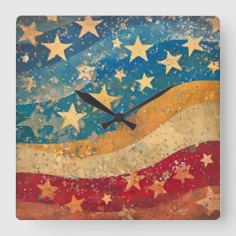 フォークシースターとストライプ スクエア壁時計