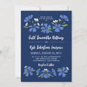 フォークシーブルー結婚フラワーズ 招待状 (正面)