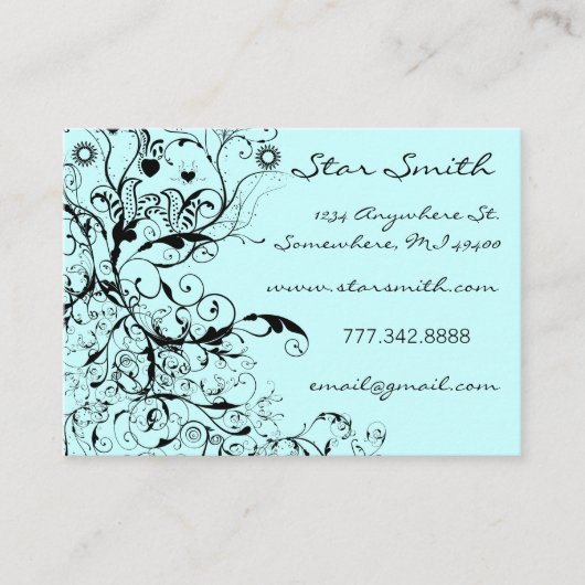 フォークシーボホ渦巻き鳥と花フローラ 名刺 (正面)