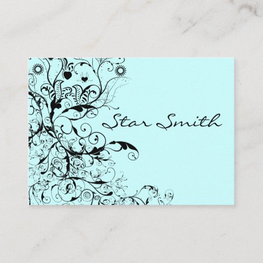 フォークシーボホ渦巻き鳥と花フローラ 名刺 (裏面)