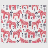 フォークスウェーデン馬フローラの継ぎ目のない模様。  ラッピングペーパー (フラット)