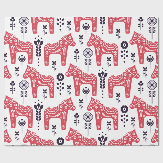 フォークスウェーデン馬フローラの継ぎ目のない模様。  ラッピングペーパー (フラット)